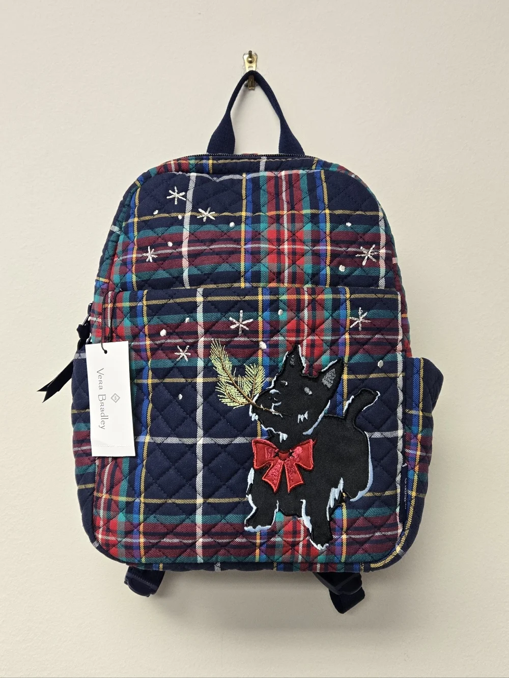 Vera Bradley Scottie Dog Navy Plaid Small Backpack